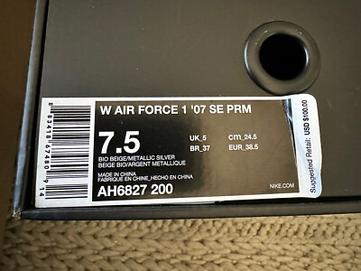 DS NIKE AIR FORCE 1 '07 SE LOW PRM “BIO” BEIGE METTALIC SILVER