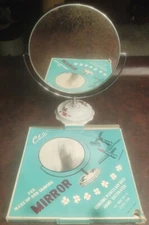 Antique Metal & Ceramic Shaving Stand with Double Sided Mirror Vintage NOS 10"