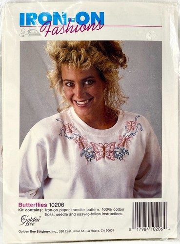 NEW 1990s Golden Bee Butterflies 10206 Iron-On Fashion Transfer Kit Vintg 14679