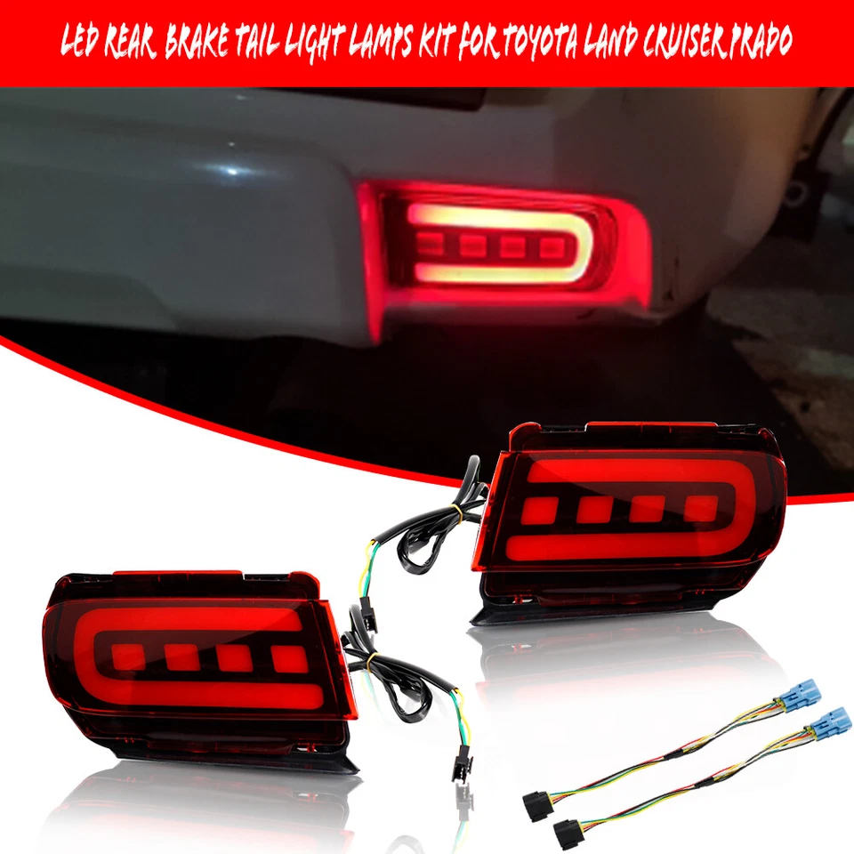 For 2010-2019 TOYOTA Land Cruiser PRADO FJ150 Red LED Fog Bumper Tail Lights Kit - Image 2 of 4