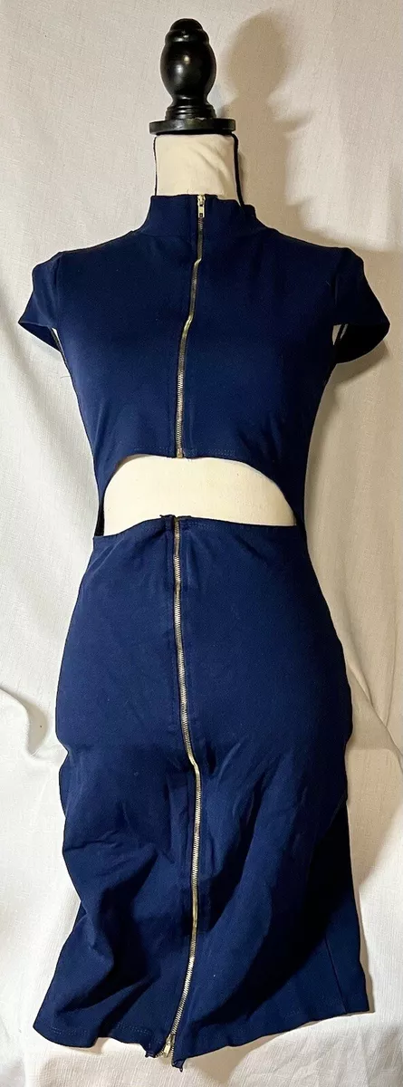 Navy blue top and gold dress