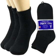 3-12 Lots Mens Women Black Ankle Quarter Cotton Loose Fit Socks 9-11 10-13 13-15