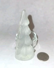 Vintage Yankee Candle Christmas Tree Tea Light Holder Frosted Art Glass 3"