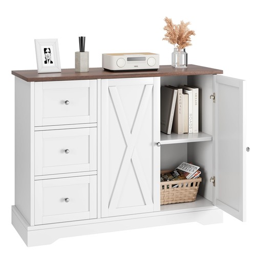 41" Farmhouse Buffet Cabinet Kitchen Storage Cabinet Buffet Sideboard w/Drawers - Picture 5 of 7