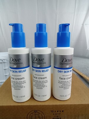 Collectible Dove DermaSeries Replenish Dry Skin Face Cream Fragrance Free 4.8oz