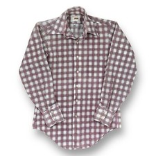 Vintage 70s Arrow Knit Button Down Sanforized Plaid Rockabilly Camp Shirt