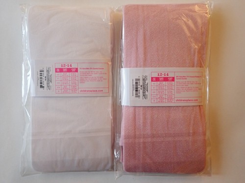Girls Children's Place Size 12-14 Tights Footed 2 Pairs of Tights White Pink New - Picture 6 of 8