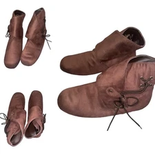 Funtasma Renaissance Brown Lace Ankle Strap Over Slip On Boots Sz S Bal Man Made