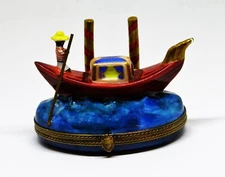 LIMOGES FRANCE BOX- GERARD RIBIERRE - GONDOLA & 3D CARNIVAL MASK INSIDE - VENICE