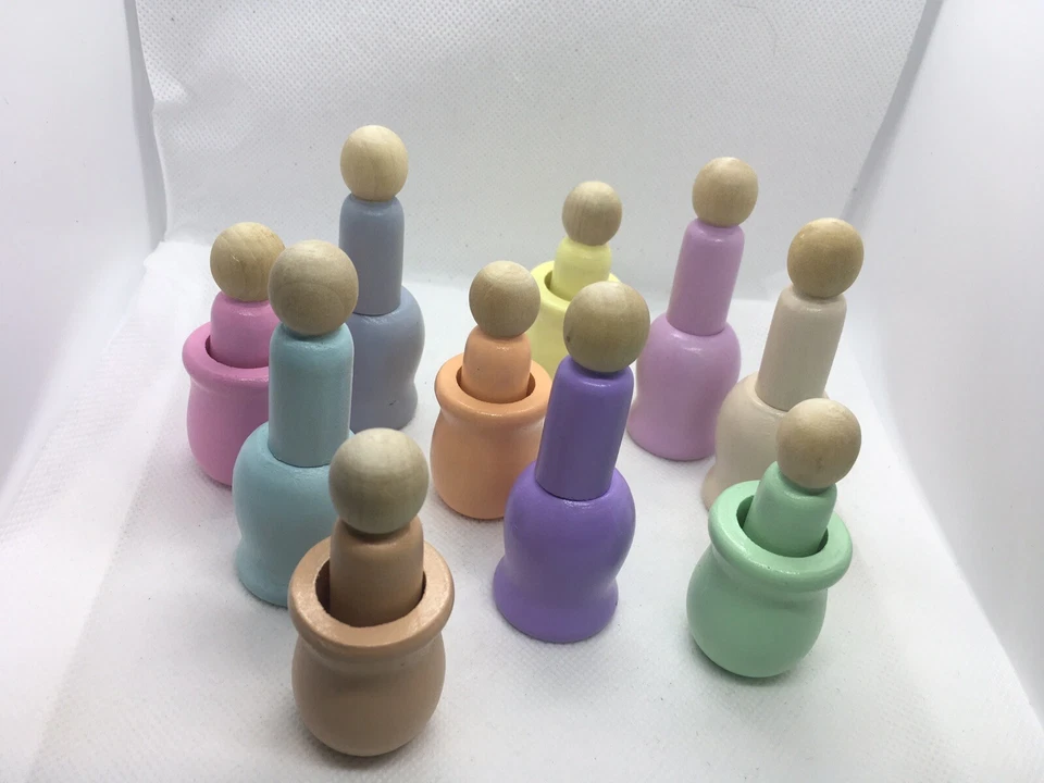 Peg Doll set wooden people Rainbow (colour matching, pastels) - Image 4 of 4