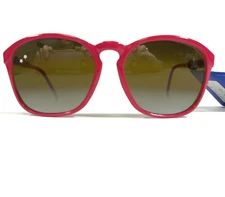 Vintage Cebe Sunglasses Red Pink Round Frames with Brown Lenses 55-16-125