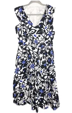 Tally Taylor Paris Rome Floral Short Cap Sleeve V Neck Flare Tea Dress Size 6 D4