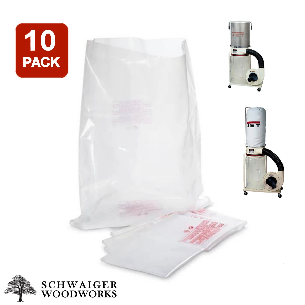 10 Plastic Dust Collector Lower Bags for JET DC 1100 DC 1100VX DC 1200 etc