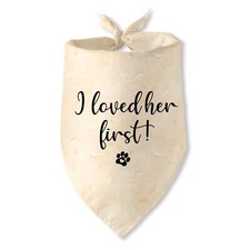 I Loved her First Dog Bandana Wedding Engagement Photo Prop Pet Scarf