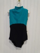 JADE GREEN  BLACK LUCKY LEO DANCEWEAR BALLET LEOTARD child large CL girls 10-12