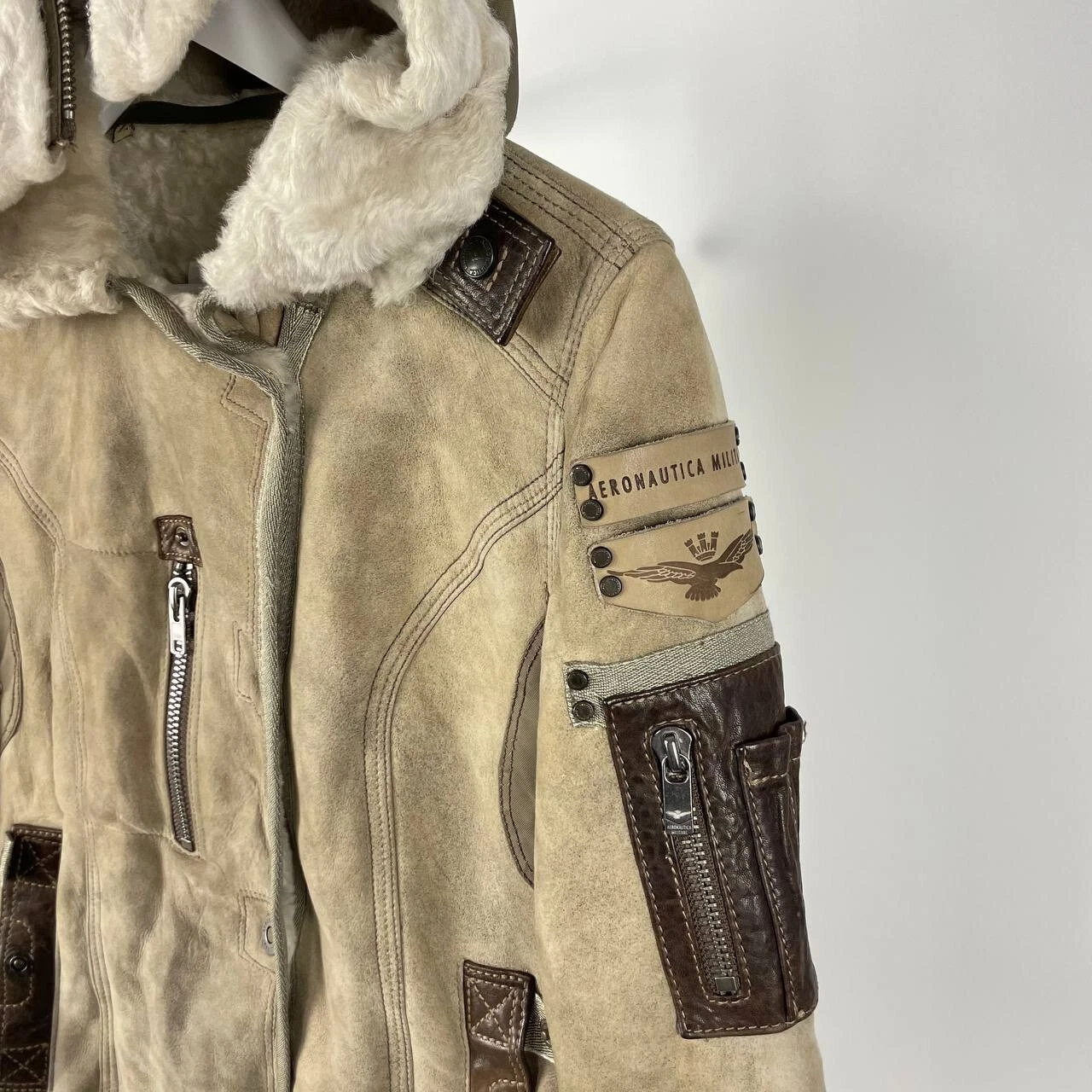 BALENCIAGA ❗️RARO❗️Aeronautica Militare Pelle Volo Ritagliata Pelle di Pecora Giacca Pelliccia Vintage