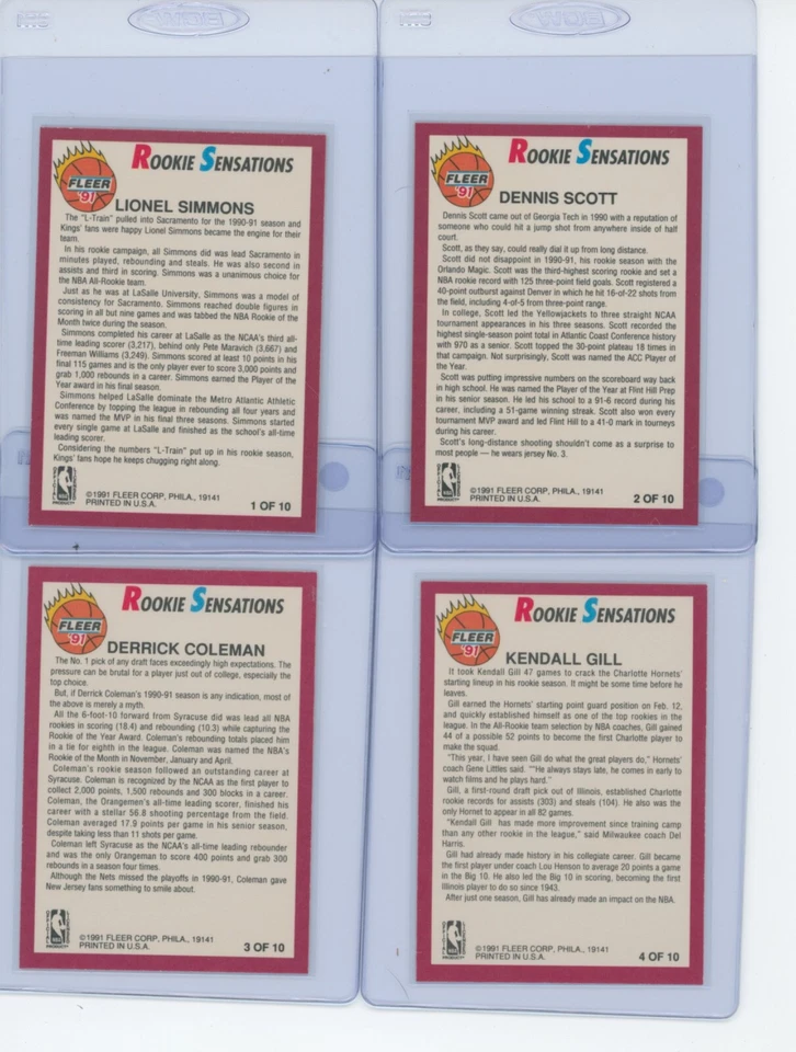 Conjunto Fleer Rookie Sensations 1991 (1-10) - Imagem 4 de 4