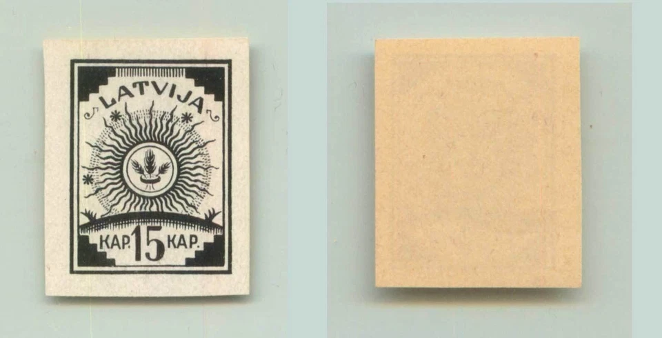 拉脱维亚 1919 SC 28 MNH 无 wmk proof 黑色 白色 p。 f2940 银色 — 第 2/2 张图片