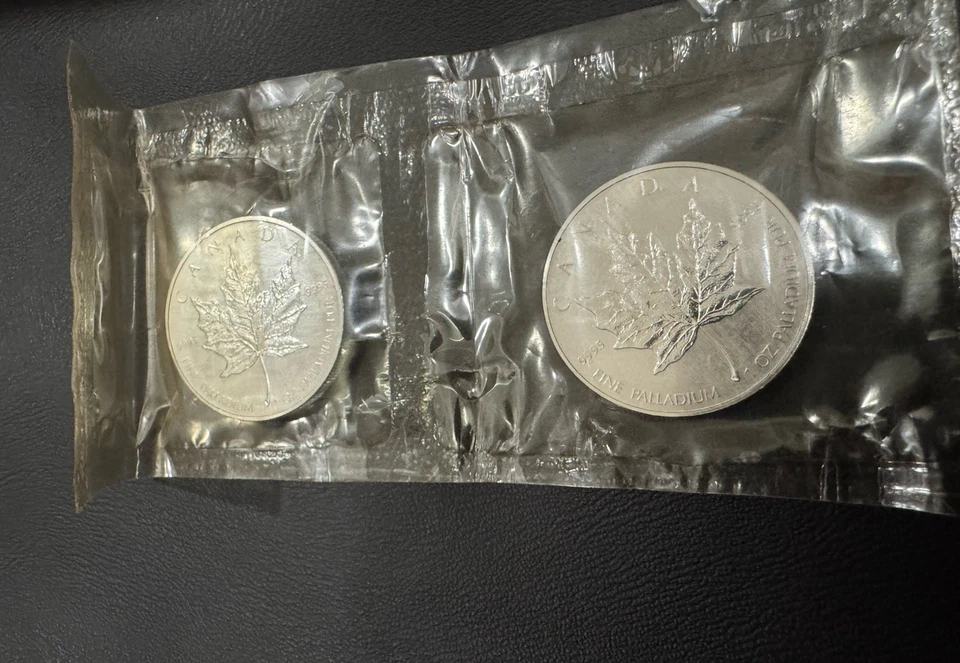 Lote de 2 hojas de arce Paladio Canadá 2006 1 oz en embalaje como nuevo  Foto 2 de 4