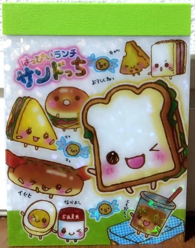 CRUX Happy Lunch Sandwich Mini Memo Pad 70 Kawaii Food Kids MADE IN JAPAN