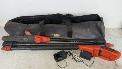 Black Decker 18v Pole Saw NPP2018 Cordless 9' Reach 3 Piece with Bag, Untested