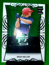 2 auto card lot. Clear Green 3/75 2021 Leaf Trinity Noah Miller & Bronze ca-nm2