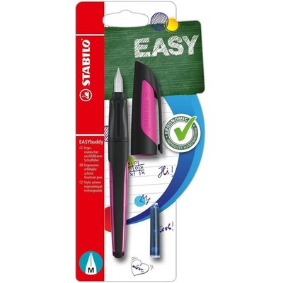 Schulfüller mit Standard-Feder M - STABILO EASYbuddy in schwarz/magenta -