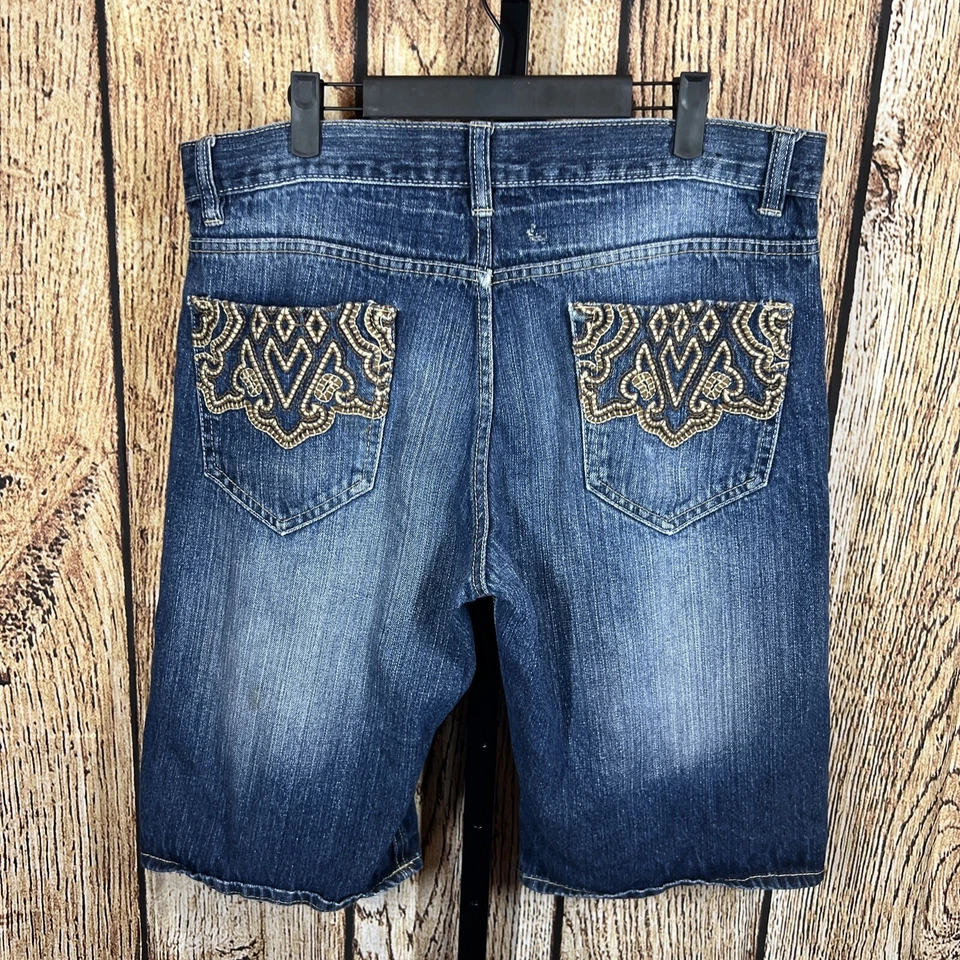 Pantalones Cortos de Denim Avirex Para Hombres 36 De Colección Y2K Bordados Sueltos Pantalones Cortos Aflicción Foto 2 de 4