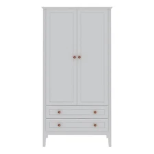 Pemberly Row Modern 2-Drawer Wood Full Wardrobe Armoire in White