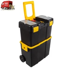 Portable Rolling Tool Box with Wheels Stackable 2-in-1 Tool Organizers Toolbox