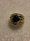 VINTAGE STERLING SILVER STAMPED  925  BLUE GEMSTONE RING