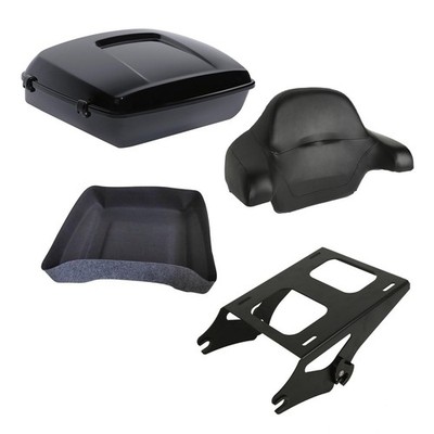 Chopped Tour Trunk w/ Backrest Pad & Two-Up Rack 2014-2025 Touring Models Blk