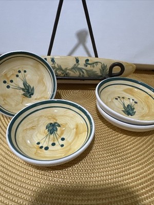 4 ~ Dipping Bowls 3 1/2'' Tapas Sauce Butter Pat THE MAIN INGREDIENT Ceramic VTG