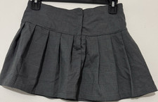 H M Girls Pleated Plaid Skirt Gray Adjustable Waist Size 10-11Y