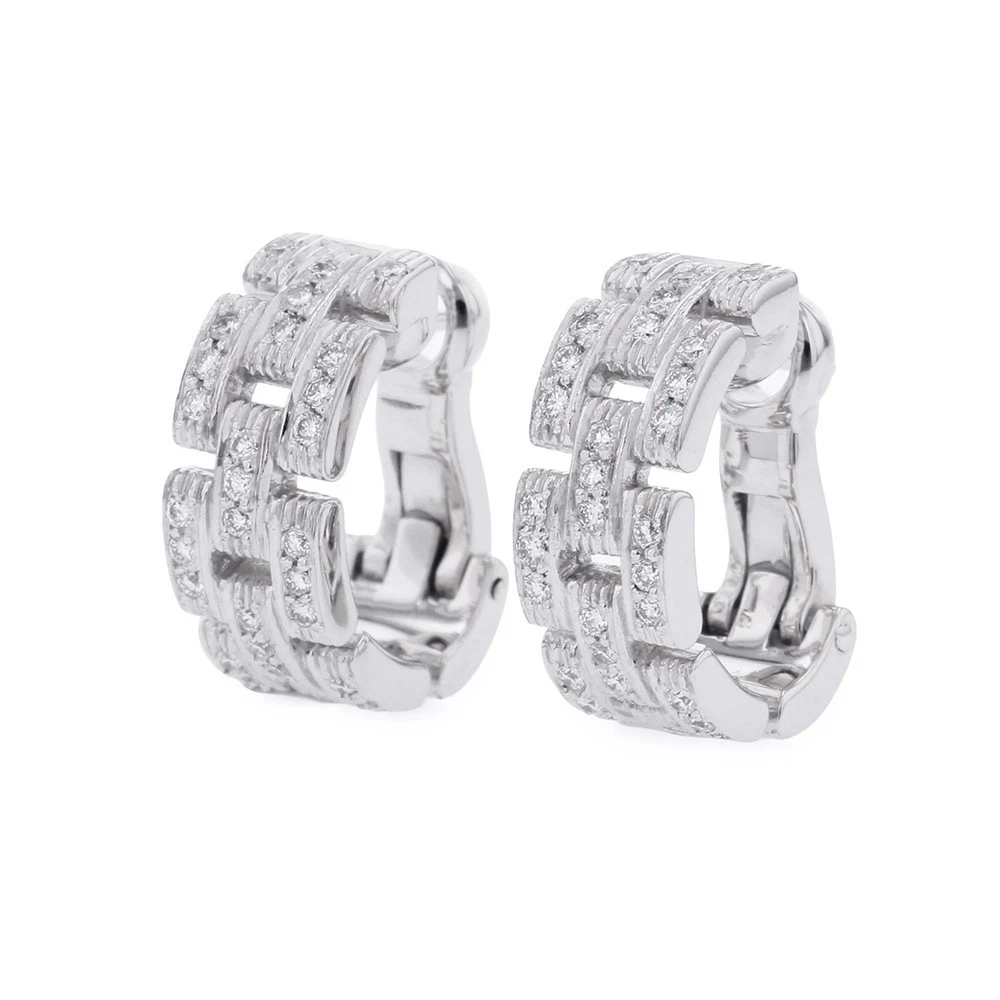 Cartier — CARTIER Maillon PANTHERE Earring Pave 18K White Gold B8032600