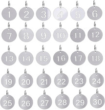 1-30 Key Tags with Labels Stainless Steel Numbered Tags Key Ring Metal Tags Coat