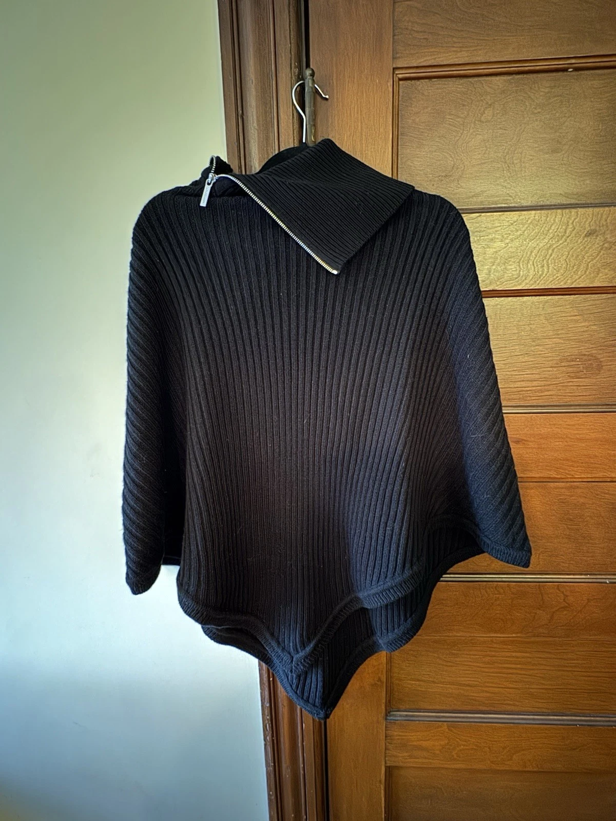 Michael Kors Woman’s Zippered Ribbed Knit Poncho One Size