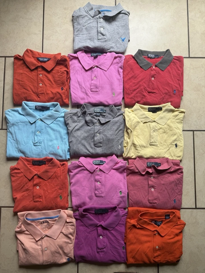 Men’s Solid Polo Ralph Lauren, Izod, Chaps, American Eagle Shirts Size XL Bundle - Image 2 of 4