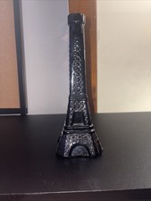 Florero de vidrio Torre Eiffel negro vintage de 9" de alto aspecto moderno regalo