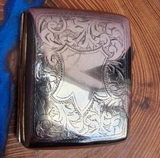 Astounding Scroll Work Early Vintage Cigarette Case Edwardian Epns Art Deco Rare