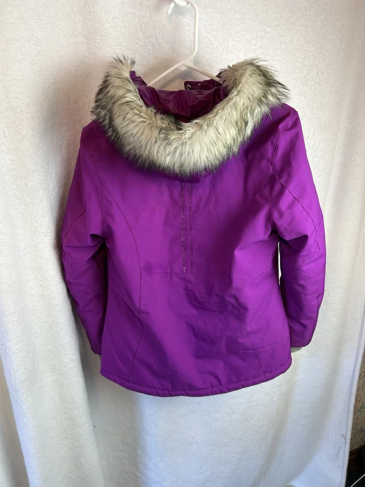 Chaqueta de esquí ZeroXposur Abrigo con capucha Parka Niñas 14 púrpura imitación piel bolsillos con cremallera Foto 3 de 4