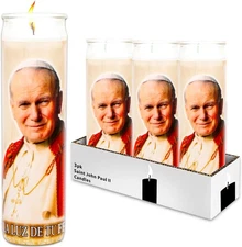 3 Pack Saint John Paul II Religious Candles - 8" Pope White 