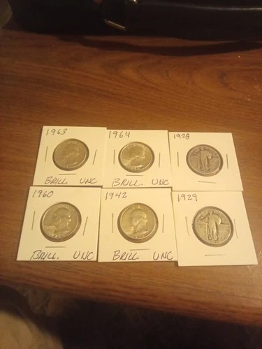 SILVER QUARTERS -Lot Of 6 Unc And Circu.