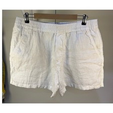 Zara Linen Shorts Pull On Stretchy Size XL White Women's 5" inseam