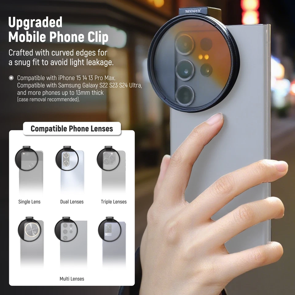 NEEWER FL-P4D 67mm Phone ND Filter Kit - CPL/ND32/Star/Grad for iPhone/Samsung - Image 2 of 4