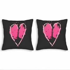 Set of 2 Decorative Throw Pillow Covers 18x18in - Modern Pink Distressed Heart 