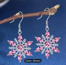Exquisite Snowflake Pink Earrings