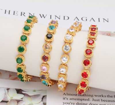 24 Karat vergoldetes Kristall Armband, Armreif Hochzeit Zirkonia Schmuck
