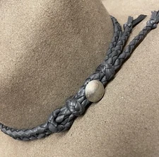 HANDMADE DARK BROWN BRAIDED DEERSKIN LEATHER WESTERN HATBAND BUFFALO NICKEL