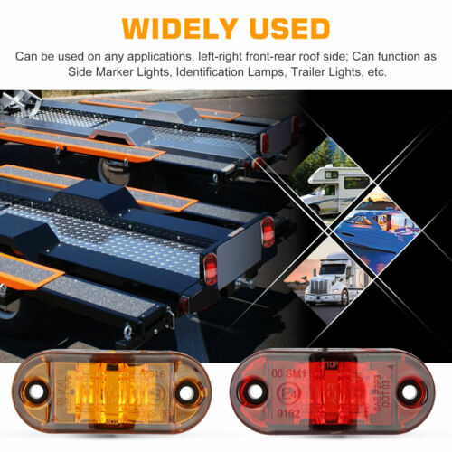 Amber/Red/White LED Car Truck Trailer RV Oval 2.5" Side Clearance Marker Lights - Picture 6 of 37